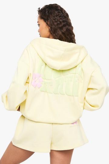 Floral Puff Print Zip Through Short Tracksuit lemon