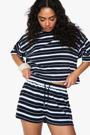 Gestreepte Badstoffen Shorts navy