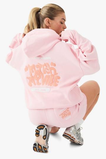 Geborduurde Match My Vibe Hoodie Met Tekst pink