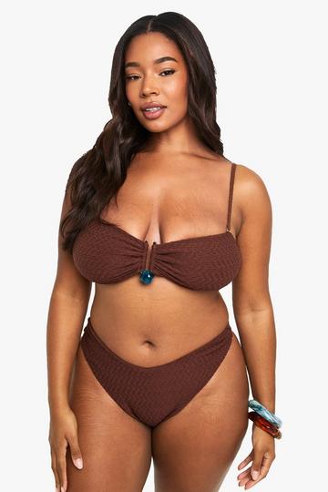 Plus Crinkle Gem Trim Bandeau Top chocolate