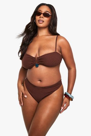 Plus Crinkle High Waist Brief chocolate