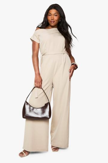 Plus Asymmetrische Jumpsuit Met Ceintuur stone