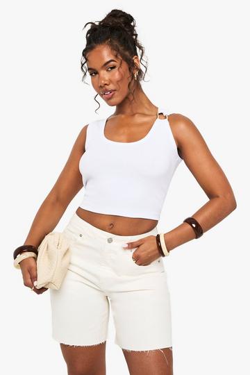 Geripptes Tanktop mit Gold-Detail white