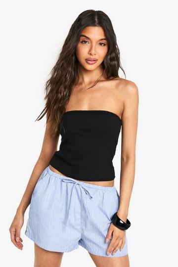 BUILT IN PADDED SOFT RIBBED BANDEAU TOP black