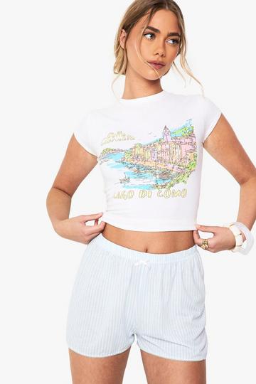 Losse Gestreepte Shorts Met Textuur blue