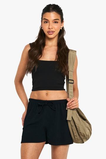 Ribbed Minimal Waistband Shorts black