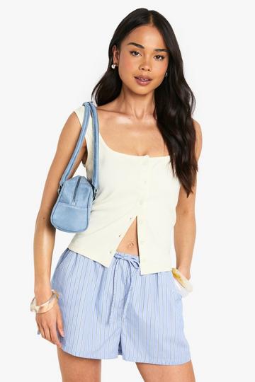Lemon Yellow Rib Button Through Square Neck Top