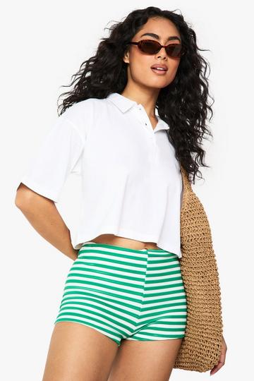 Button Collared Boxy Crop T-Shirt white