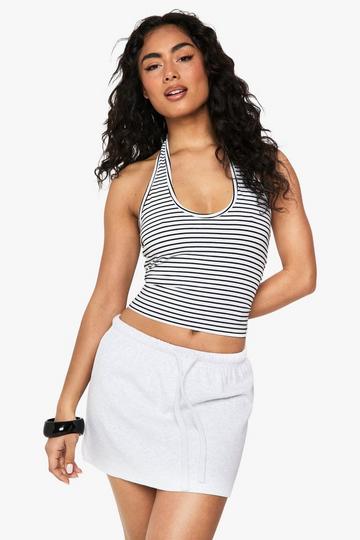 Rib Drawcord Mini Skirt grey marl