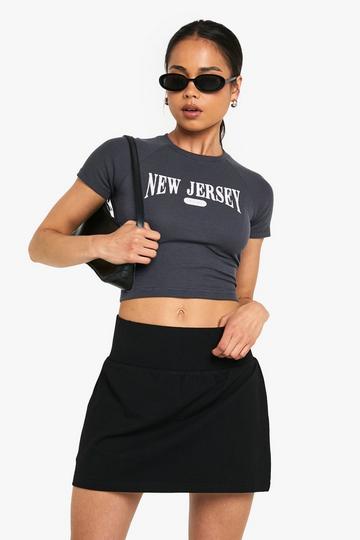 Cotton Deep Waistband Mini Skirt black