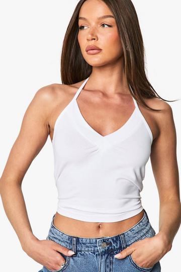 Cotton V Neck Vest Top white