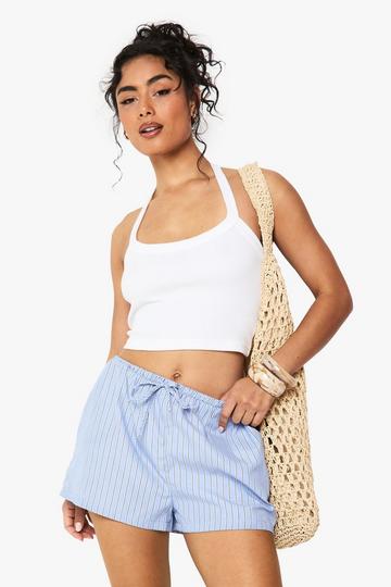 Rib Thick Binding Halter Neck Vest Top white