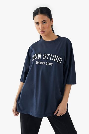 DSGN Studio Applique Oversized T-Shirt navy