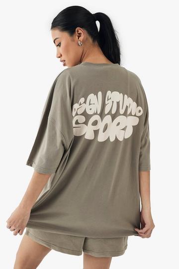 DSGN Studio Sport Print Oversized T-Shirt khaki