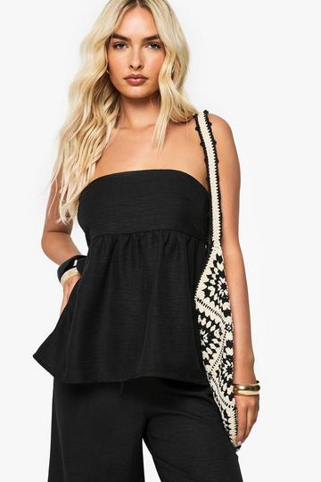 Linnen Look Wide Leg Broek black