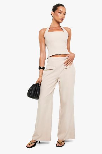 Pocket Detail Straight Leg Trousers ecru