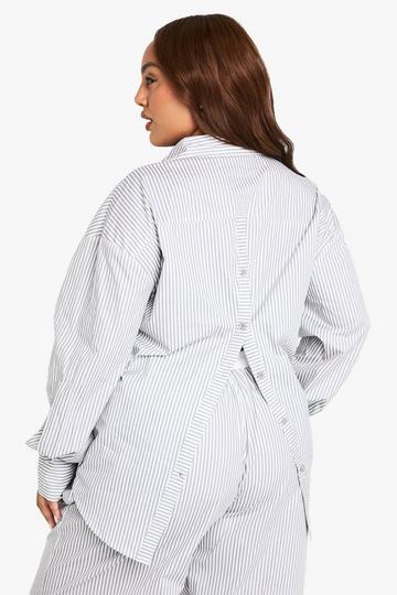 PLUS OPEN BACK STRIPE SHIRT grey
