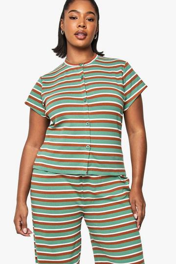 PLUS STRIPE BUTTON DOWN TOP multi