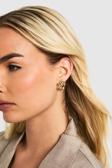 Gold Twist Detail Statement Stud Earrings gold