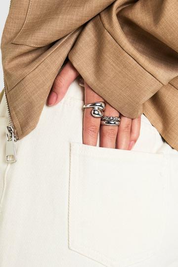 Zilveren Statement Ringen (3 Stuks) silver