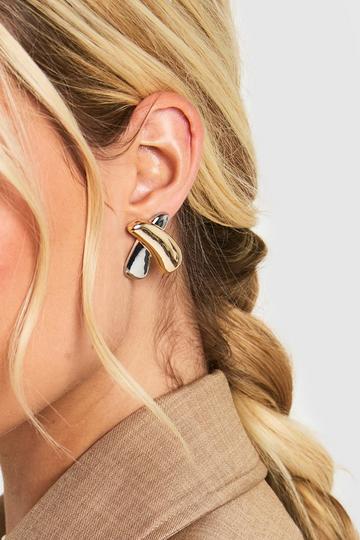 Mixed Metal Statement Stud Earrings multi