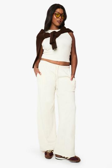 Plus Racer Rib Vest And Trouser Basic Co-Ord ecru