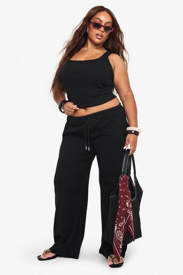 Plus Rib Wide Vest And Trouser Basic Co-Ord black