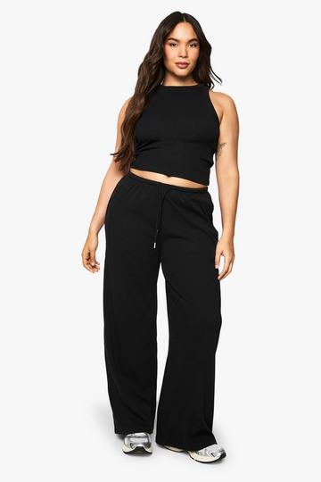Plus Racer Rib Vest And Trouser Basic Co-Ord black