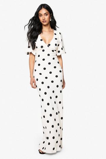 Polka Dot Puff Sleeve Maxi Dress ivory
