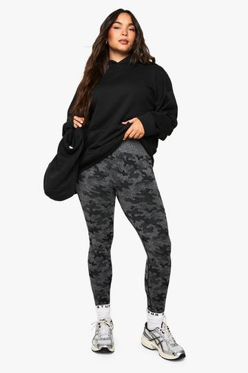 Plus Naadloze Camouflage Print Fitness Leggings black