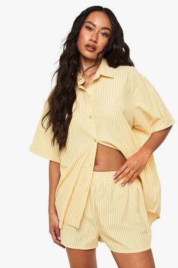 Katoenen Pyjama Shorts Met Krijtstrepen lemon