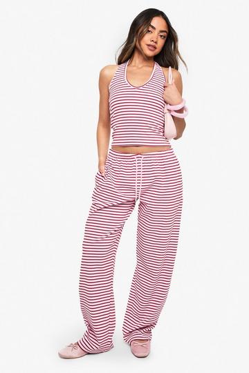 Stripe Rib Drawcord Trouser pink
