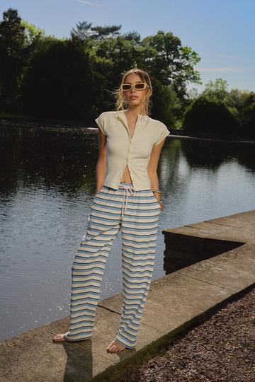 Stripe Rib Drawcord Trouser blue