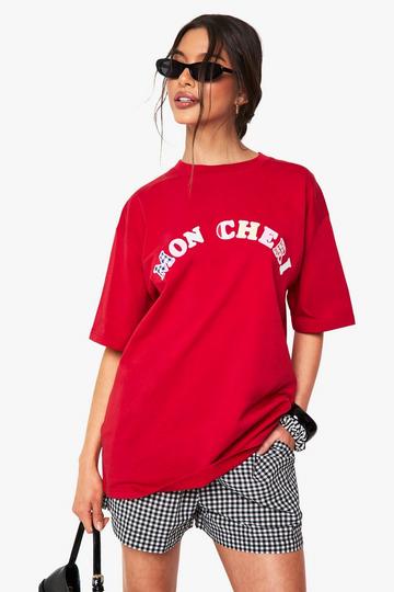 Mon Cheri Applique Oversized T-Shirt red