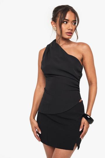 Woven Asymmetric Top black