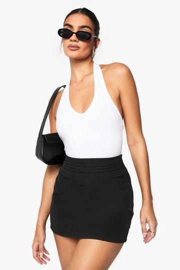 Geweven Mini Rokje Met Ceintuur black