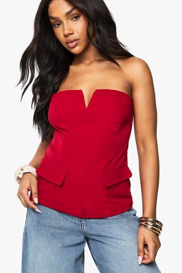 Woven Structured Bandeau red