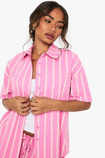 Stripe Oversized Short Sleeved Shirt pink