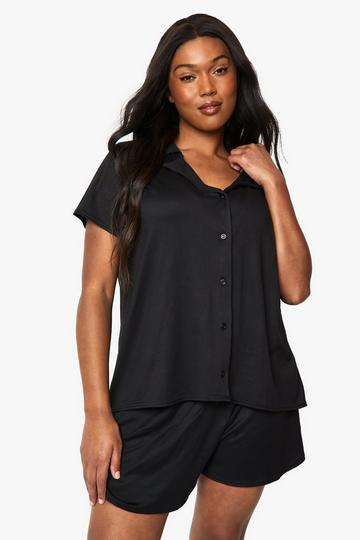Plus Short Sleeve & Short PJ Set black