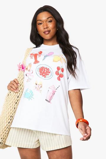 PLUS GIRLY GRAPHIC OVERSIZED T-SHIRT white