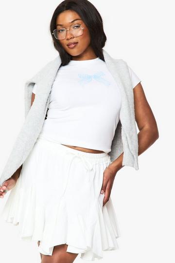 Plus Blue Gingham Bow Baby Tee white