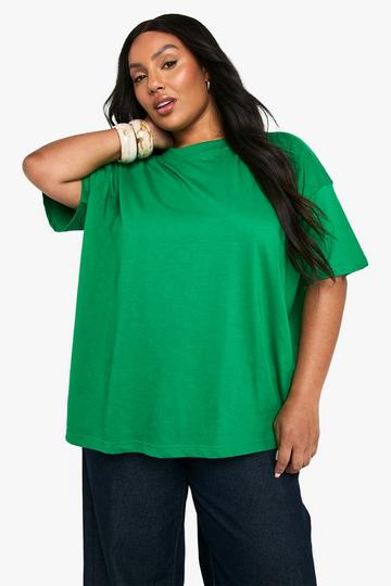 Boohoo Basics Plus Super Oversized Crew Neck Basic Cotton T-shirt green