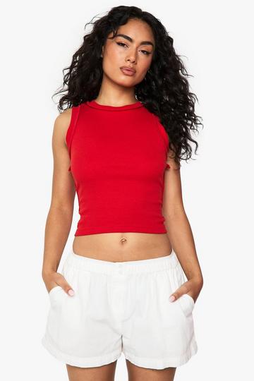 Seam Detail Racer Vest Top red