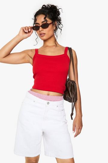 Boohoo Basics Thick Binding Rib Vest Top red