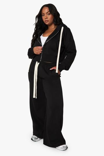 Plus Contrast Drawcord Straight Leg Jogger black