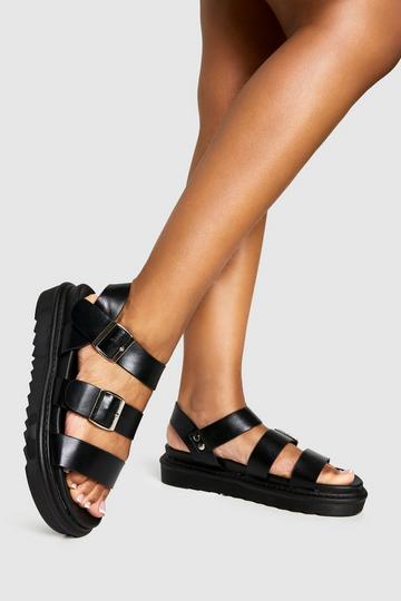 Triple Strap Chunky Sandals black