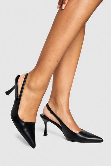 Mid Stiletto Slingback Court Shoes black