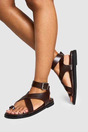 Toe Post Strappy Chunky Sandals chocolate