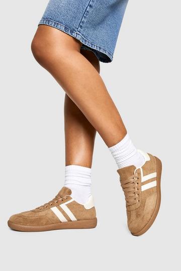Gestreepte Gympen Met Rubberen Zool beige