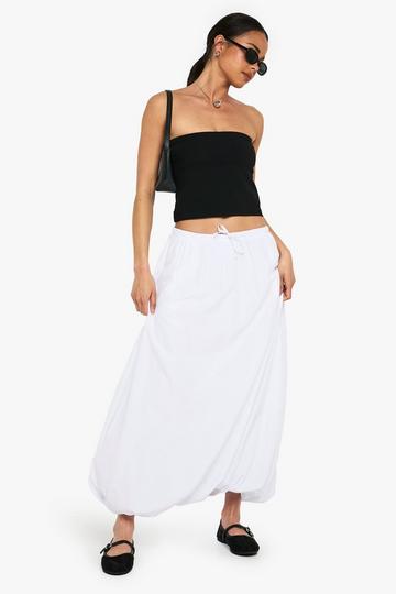 Woven Bubble Hem Maxi Skirt white
